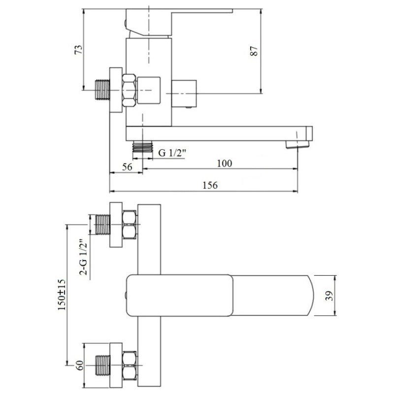 Смеситель нержавейка для ванны Imperial 33-006N-01