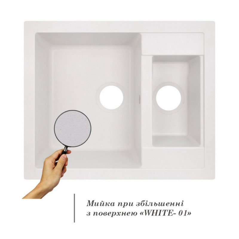 Кухонная мойка гранитная двойная Lidz 615x500/200 WHI-01