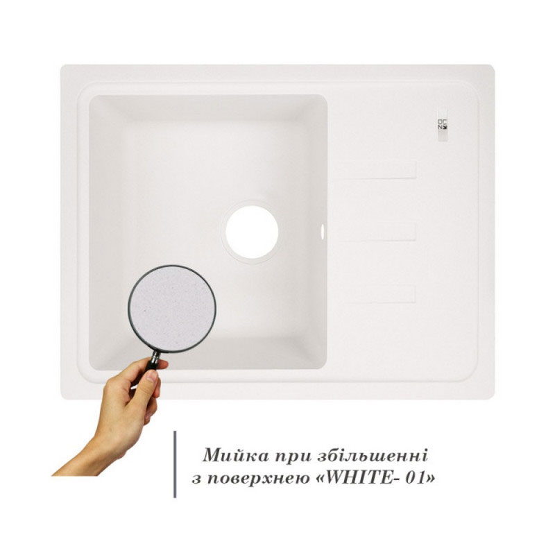 Кухонная мойка гранитная Lidz 620x435/200 WHI-01