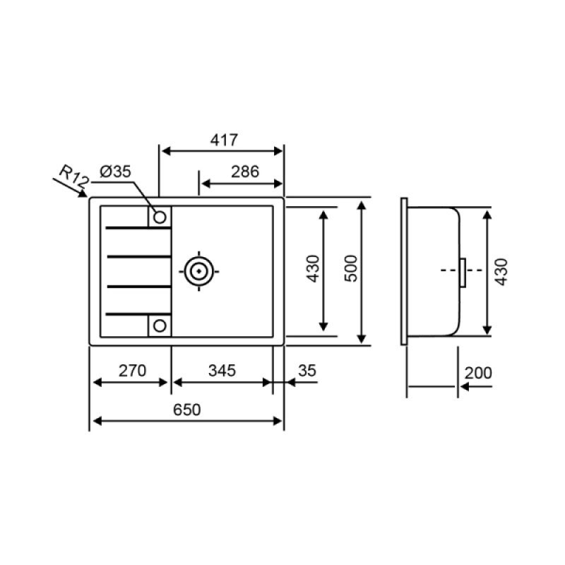 Кухонная мойка гранитная Lidz 650x500/200 MAR-07