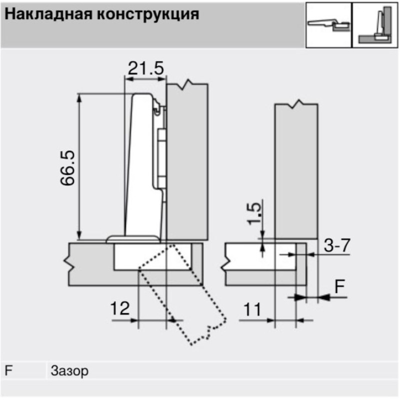 CLIP top BLUMOTION стандартна петля 110°, накладна, чашка петлі: на шурупи, Нікелірів.