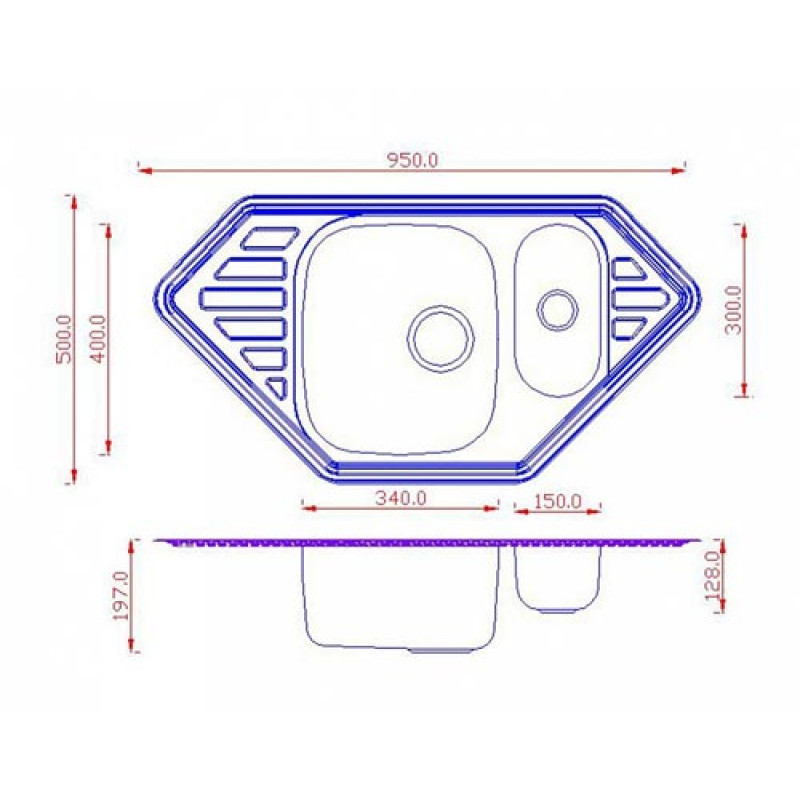 Кухонная мойка Kraft F9550C из нержавеющей стали