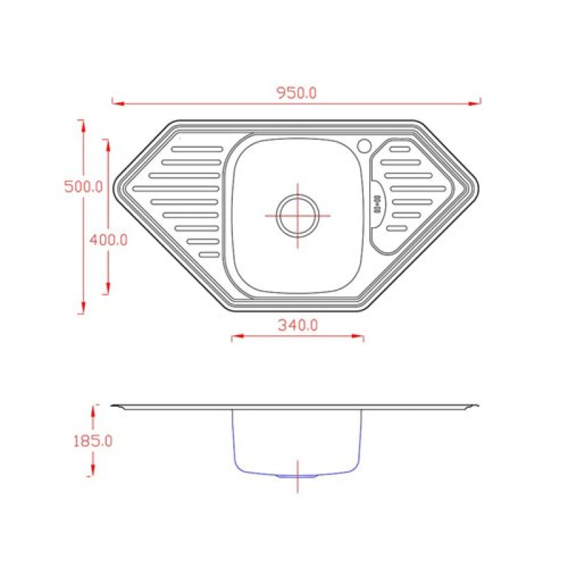 Кухонная мойка F-9550A из нержавеющей стали