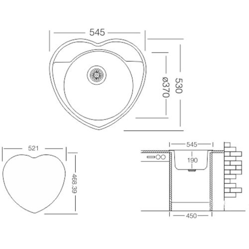 Кухонная мойка LOVE 545 L GT 8K из нержавеющей стали